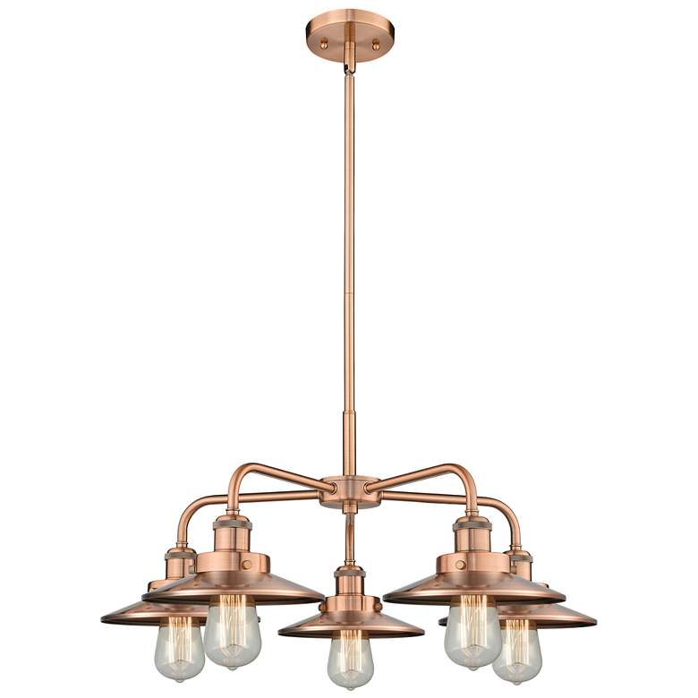 Image 1 Ballston Urban 26"W 5 Light Antique Copper Stem Chandelier w/ Short Co