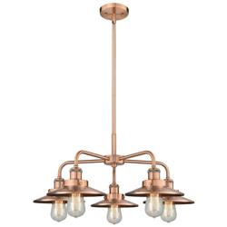 Ballston Urban 26"W 5 Light Antique Copper Stem Chandelier w/ Short Co