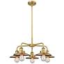 Ballston Urban 26"W 5 Light Brushed Brass Stem Chandelier w/ Short Bra