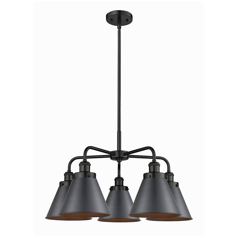 Image 1 Ballston Urban 26"W 5 Light Matte Black Stem Chandelier w/ Tall Black