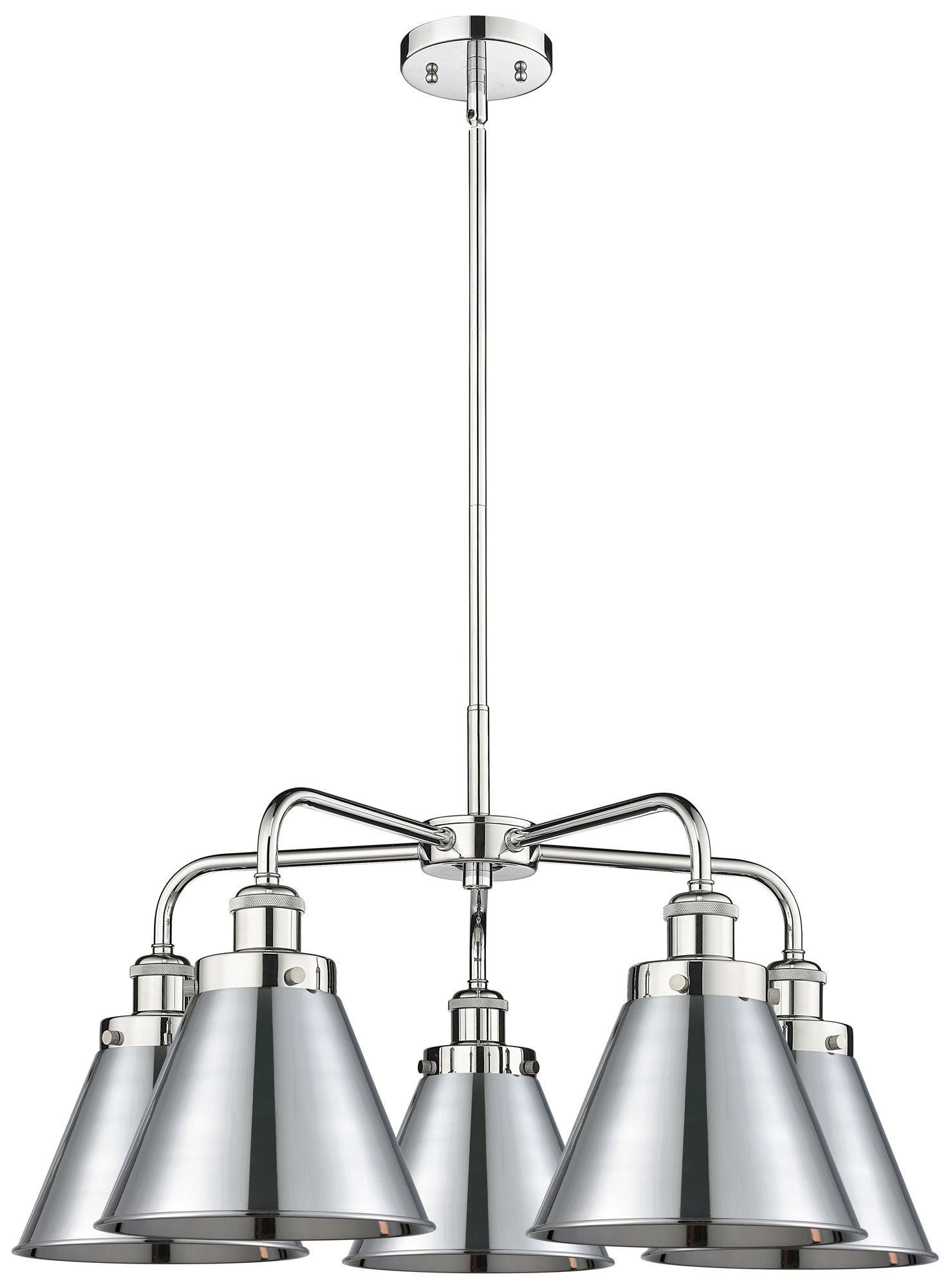 Ballston Urban 26"W 5 Light Polished Chrome Stem Chandelier w/ Tall Ch