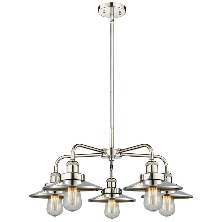 Image 1 Ballston Urban 26"W 5 Light Polished Nickel Stem Chandelier w/ Short N