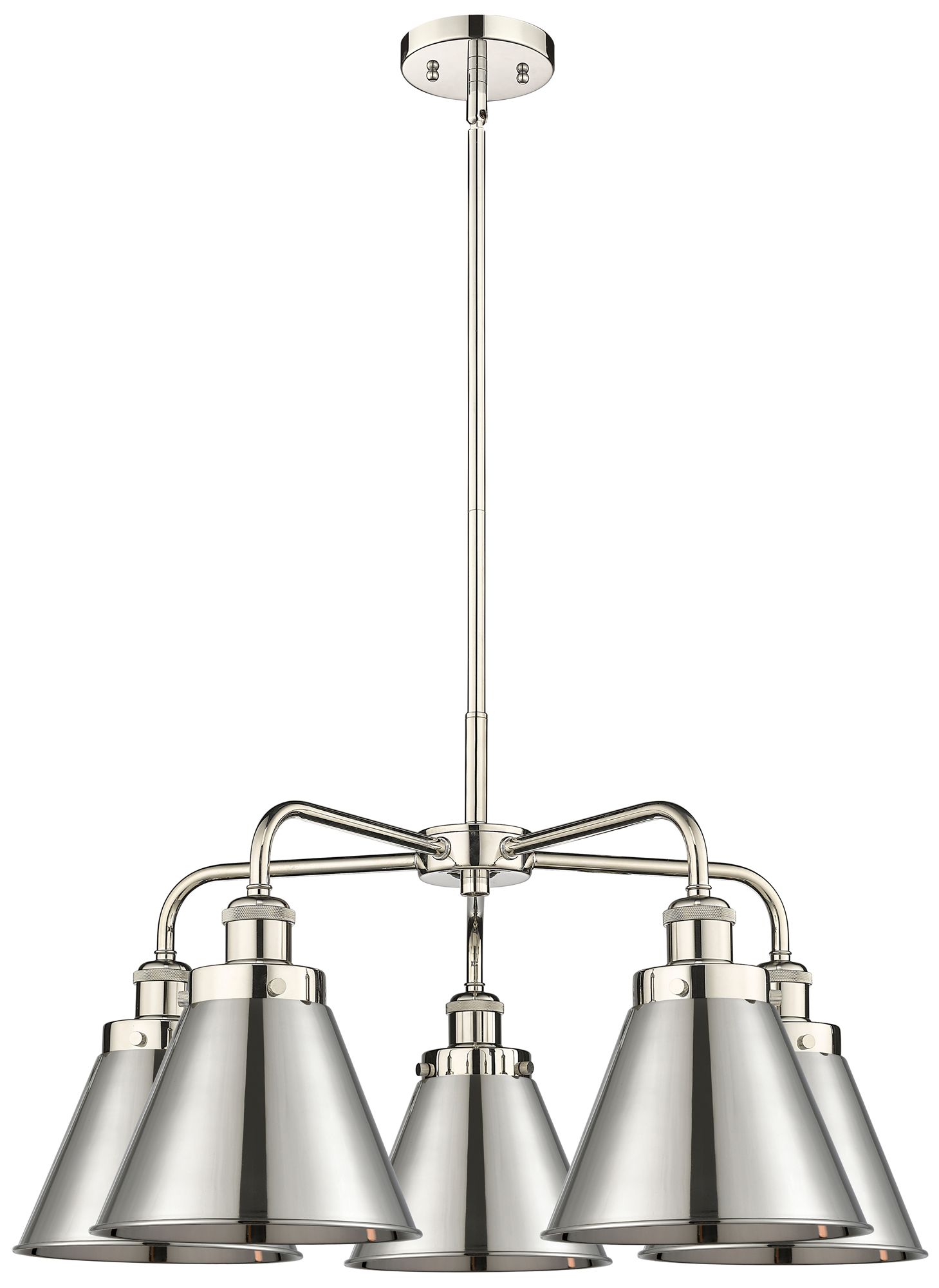 Ballston Urban 26"W 5 Light Polished Nickel Stem Chandelier w/ Tall Ni
