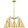 Ballston Urban 26"W 5 Light Satin Gold Stem Chandelier w/ Tall Gold Sh