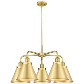 Ballston Urban 26"W 5 Light Satin Gold Stem Chandelier w/ Tall Gold Sh Ballston Urban 26"W 5 Light Satin Gold Stem Chandelier w/ Tall Gold Sh