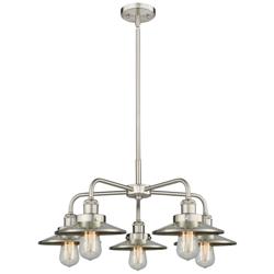 Ballston Urban 26"W 5 Light Satin Nickel Stem Chandelier w/ Short Nick