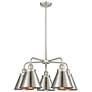 Ballston Urban 26"W 5 Light Satin Nickel Stem Chandelier w/ Tall Nicke