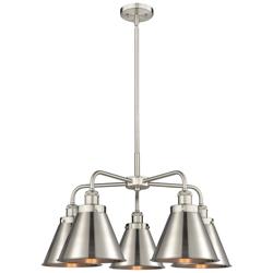 Ballston Urban 26"W 5 Light Satin Nickel Stem Chandelier w/ Tall Nicke