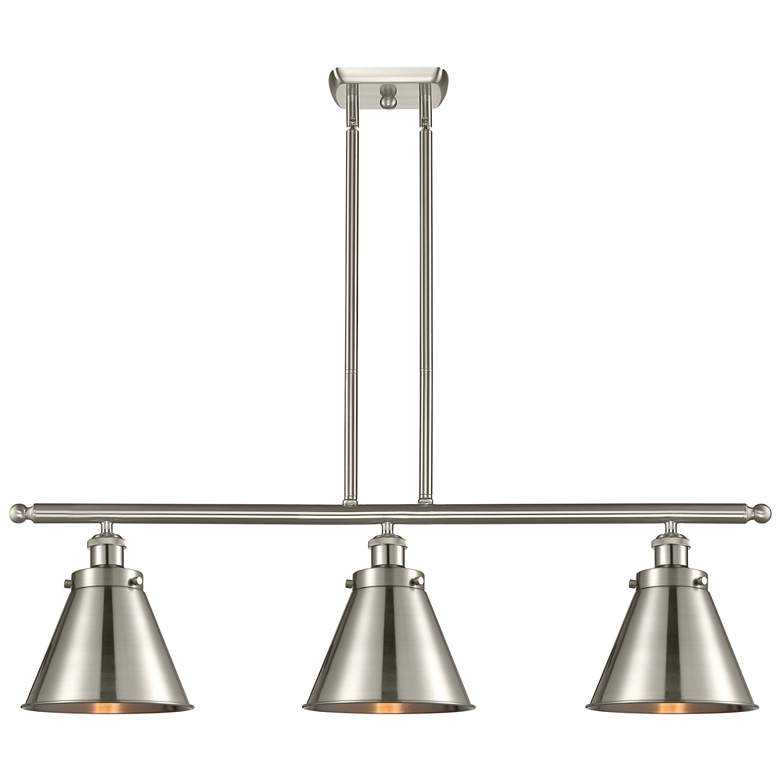Image 1 Ballston Urban Appalachian 36"W 3 Light Satin Nickel Island Light