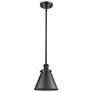 Ballston Urban Appalachian 7.5" Black LED Mini Pendant w/ Black Shade