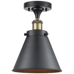 Ballston Urban Appalachian 7" Black Brass Semi Flush Mount w/ Black Sh