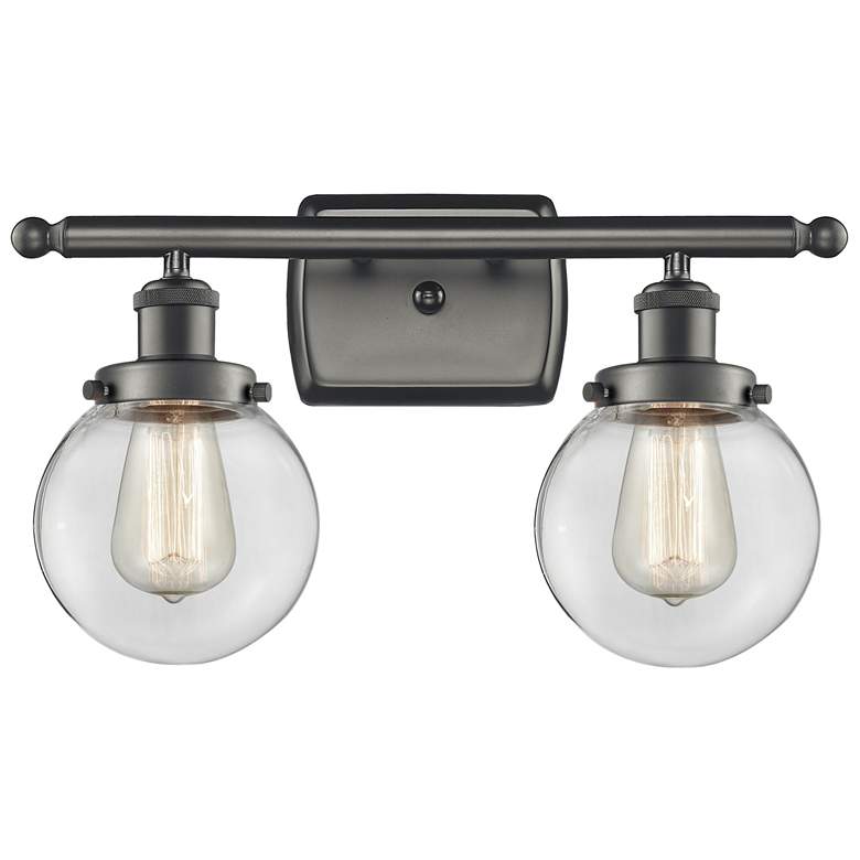 Image 1 Ballston Urban Beacon 16"W 2 Light Bronze Bath Vanity Light w/ Clear S