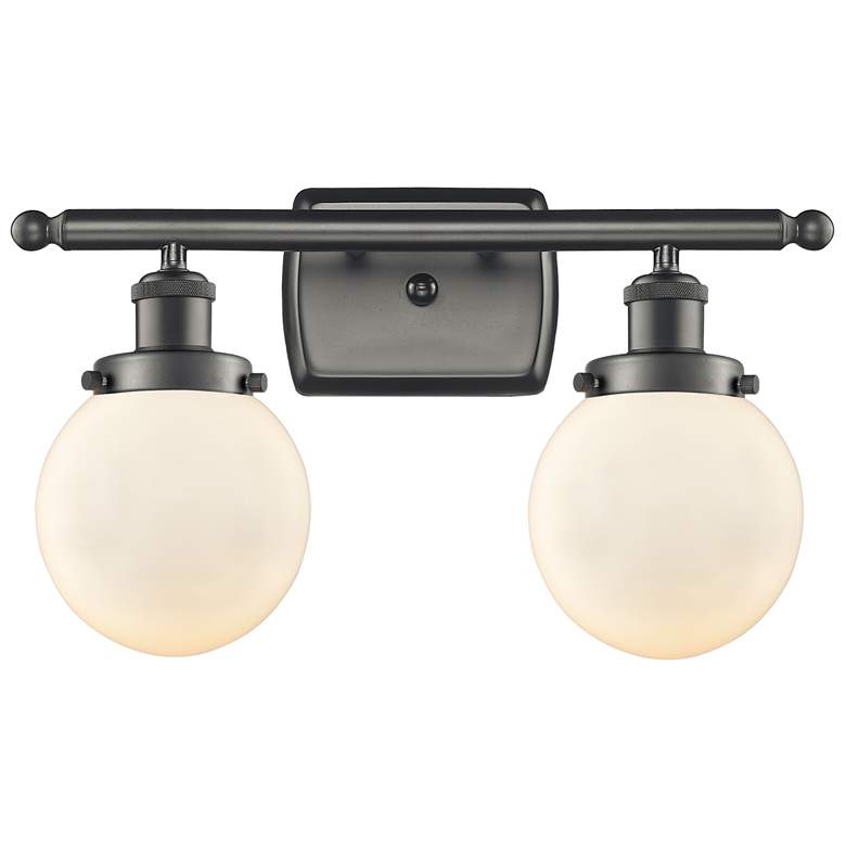 Image 1 Ballston Urban Beacon 16"W 2 Light Bronze Bath Vanity Light w/ White S