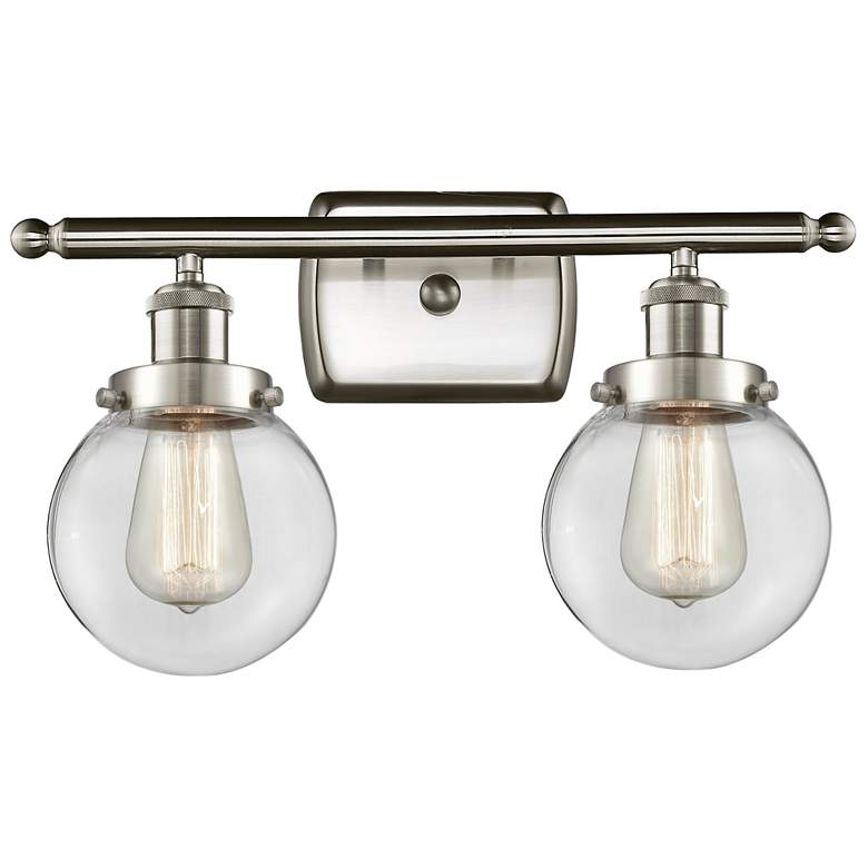 Image 1 Ballston Urban Beacon 16"W 2 Light Brushed Nickel Bath Light w/ Clear
