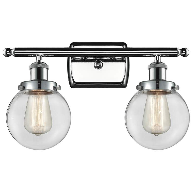 Image 1 Ballston Urban Beacon 16"W 2 Light Chrome Bath Light w/ Clear Shade