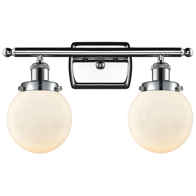 Image 1 Ballston Urban Beacon 16"W 2 Light Chrome Bath Light w/ White Shade