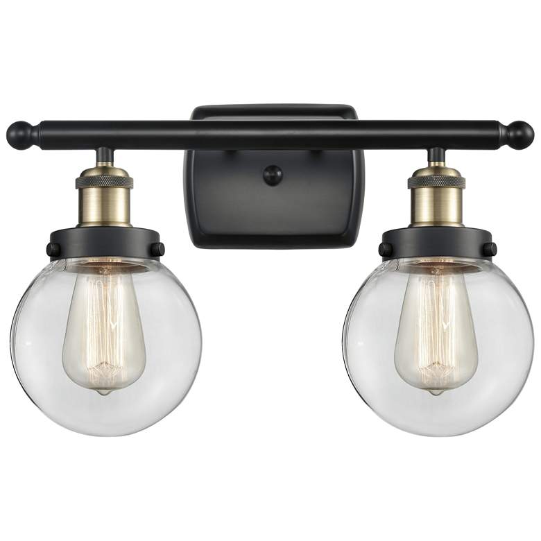 Image 1 Ballston Urban Beacon 2 Light 16" Bath Light - Black Brass - Clear Sha
