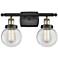 Ballston Urban Beacon 2 Light 16" LED Bath Light - Black Brass - Clear