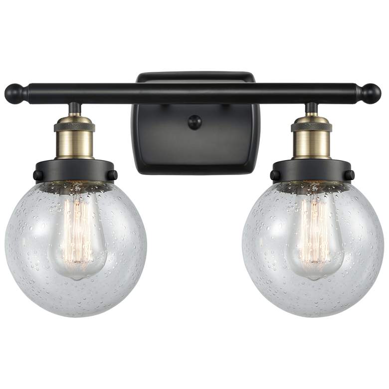 Image 1 Ballston Urban Beacon 2 Light 16" LED Bath Light - Black Brass - Seedy