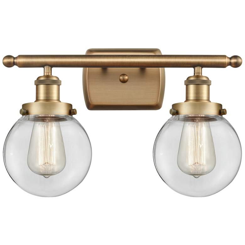 Image 1 Ballston Urban Beacon 2 Light 16" LED Bath Light - Brushed Brass - Cle
