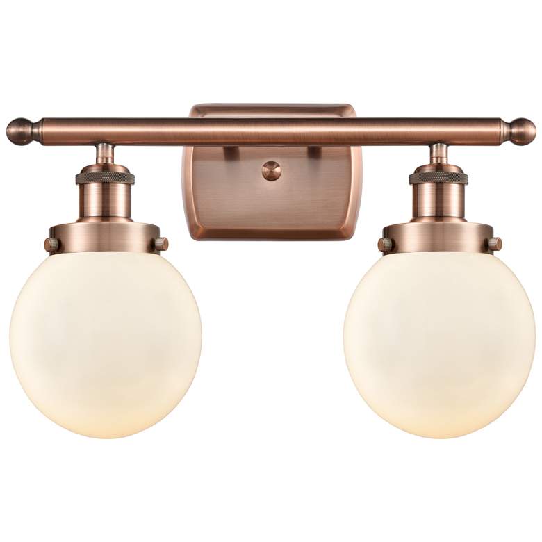 Image 1 Ballston Urban Beacon 2 Light 16" LED Bath Light - Copper - White Shad
