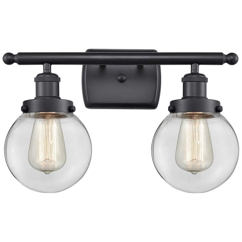 Image 1 Ballston Urban Beacon 2 Light 16" LED Bath Light - Matte Black - Clear