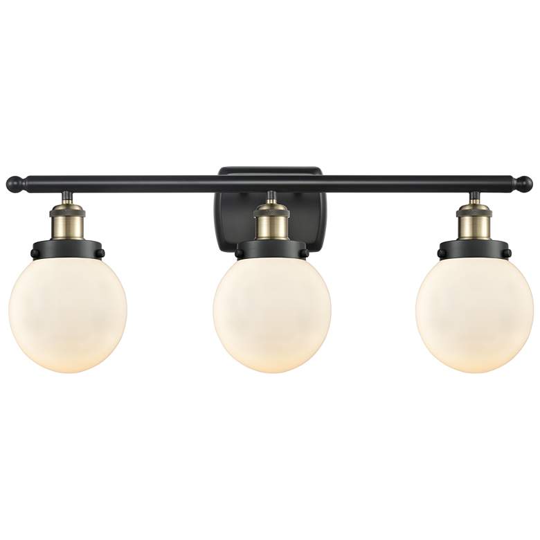 Image 1 Ballston Urban Beacon 3 Light 26" Bath Light - Black Brass - White Sha