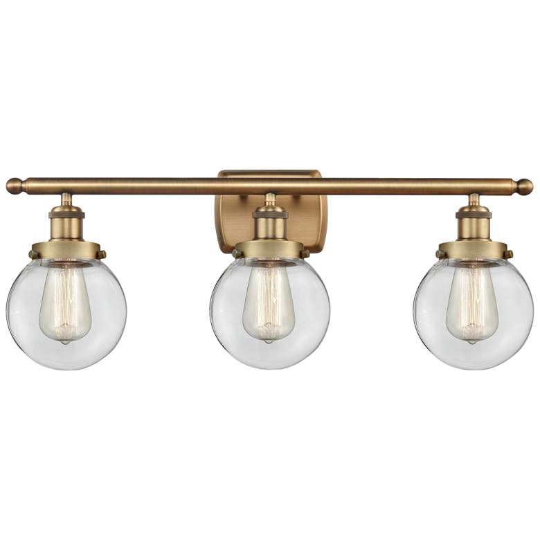 Image 1 Ballston Urban Beacon 3 Light 26" Bath Light - Brushed Brass - Clear S