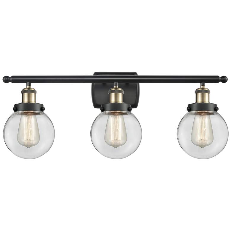 Image 1 Ballston Urban Beacon 3 Light 26" LED Bath Light - Black Brass - Clear
