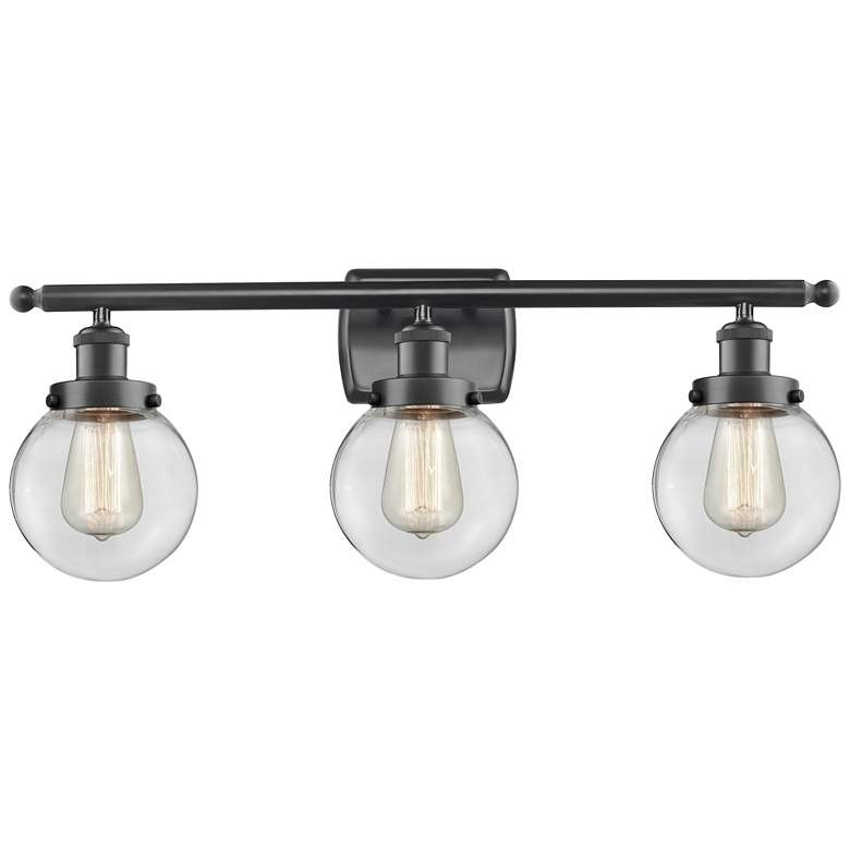 Image 1 Ballston Urban Beacon 3 Light 26" LED Bath Light - Matte Black - Clear