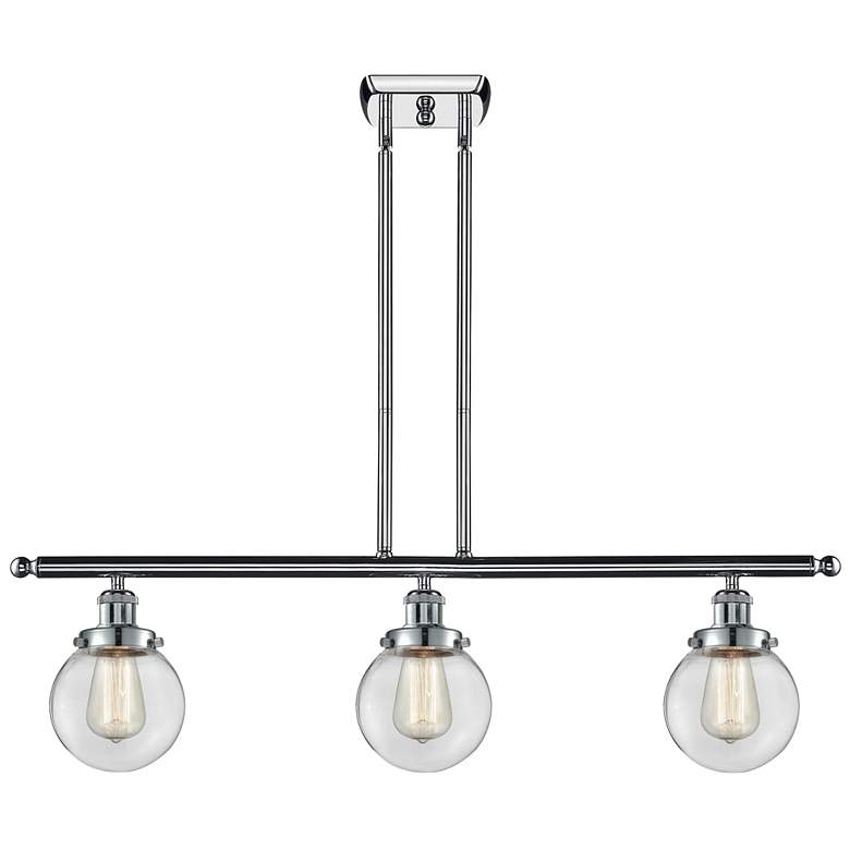 Image 1 Ballston Urban Beacon 36"W 3 Light Chrome Island Light w/ Clear Shade