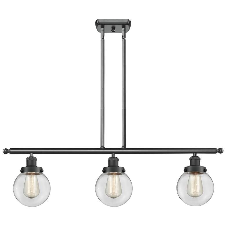 Image 1 Ballston Urban Beacon 36"W 3 Light Matte Black Island Light w/ Clear S