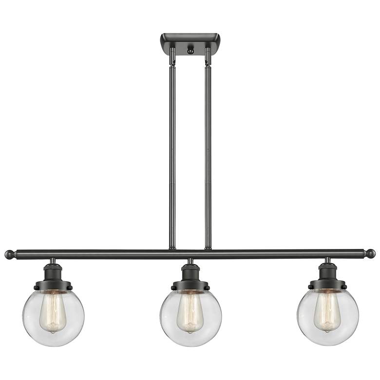 Image 1 Ballston Urban Beacon 36"W 3 Light Oiled Bronze Island Light w/ Clear