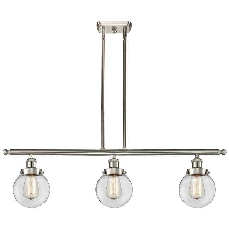 Image 1 Ballston Urban Beacon 36"W 3 Light Satin Nickel Island Light w/ Clear