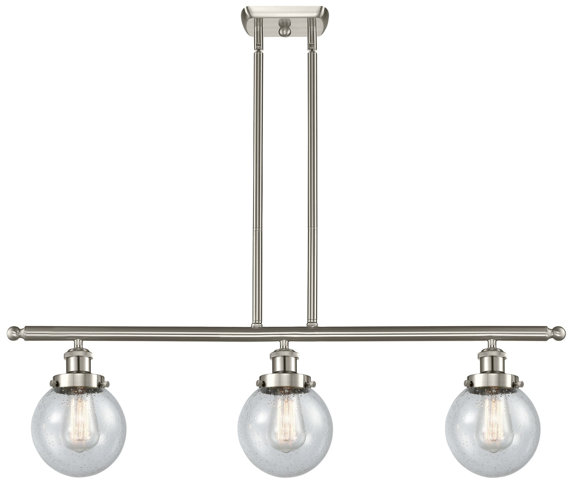 Ballston Urban Beacon 36"W 3 Light Satin Nickel Island Light w/ Seedy