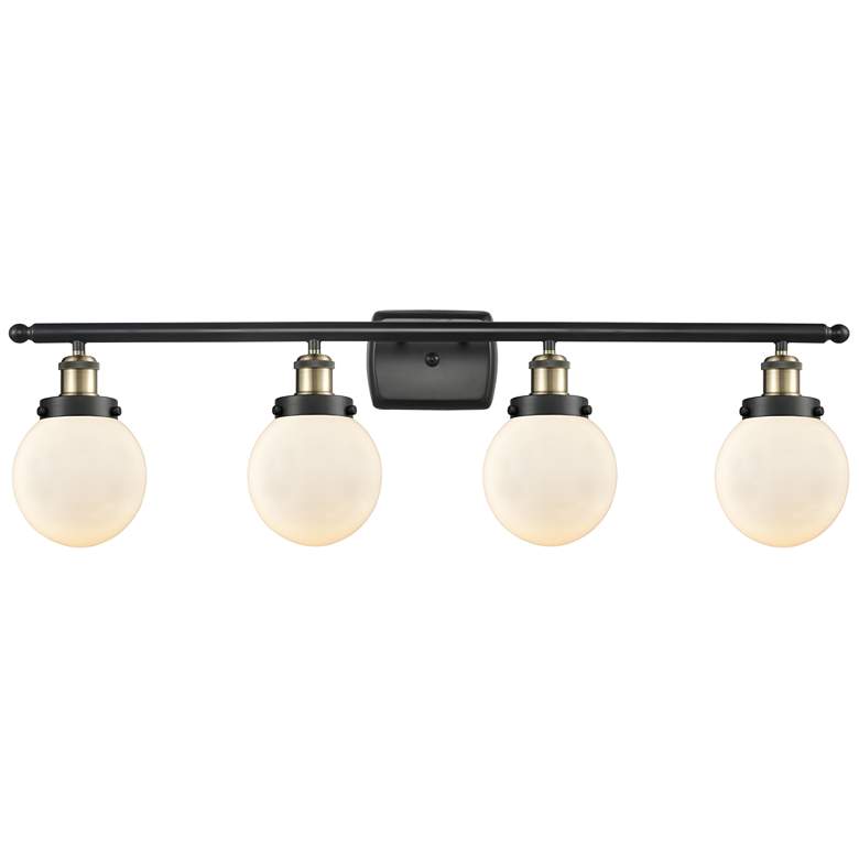 Image 1 Ballston Urban Beacon 4 Light 36" Bath Light - Black Brass - White Sha