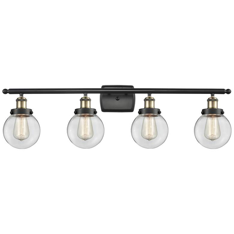 Image 1 Ballston Urban Beacon 4 Light 36" LED Bath Light - Black Brass - Clear