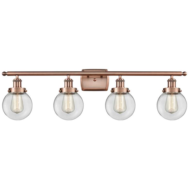 Image 1 Ballston Urban Beacon 4 Light 36" LED Bath Light - Copper - Clear Shad