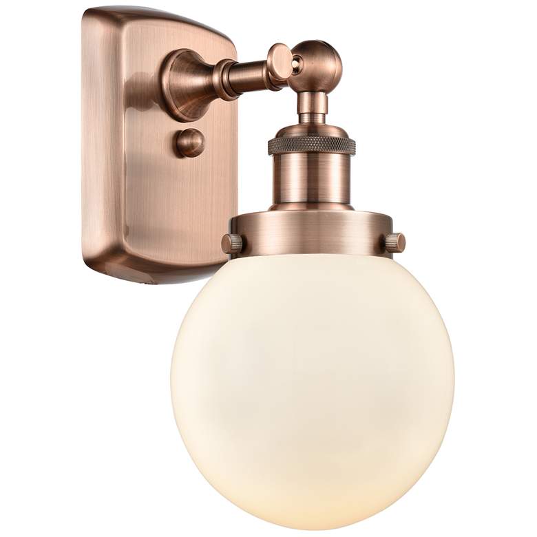 Image 1 Ballston Urban Beacon 6" Antique Copper Sconce w/ Matte White Shade