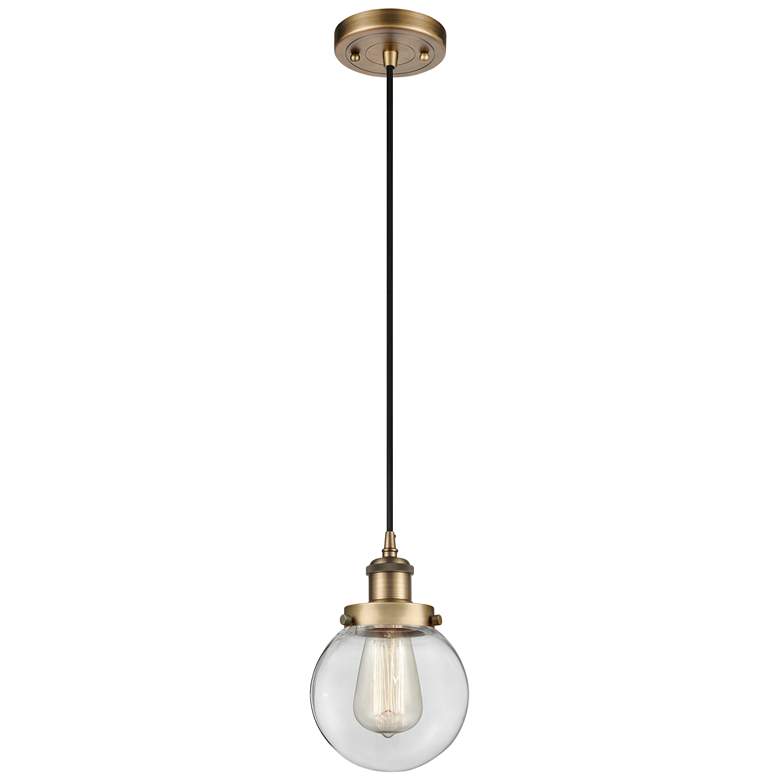 Image 1 Ballston Urban Beacon 6" LED Mini Pendant - Brushed Brass - Clear Shad