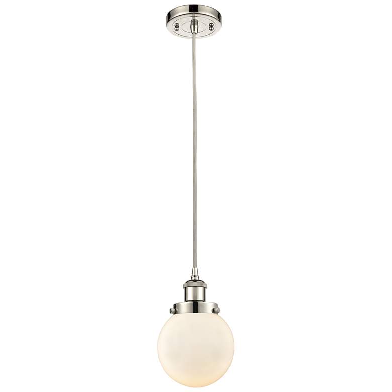 Image 1 Ballston Urban Beacon 6" LED Mini Pendant - Polished Nickel - Matte Wh