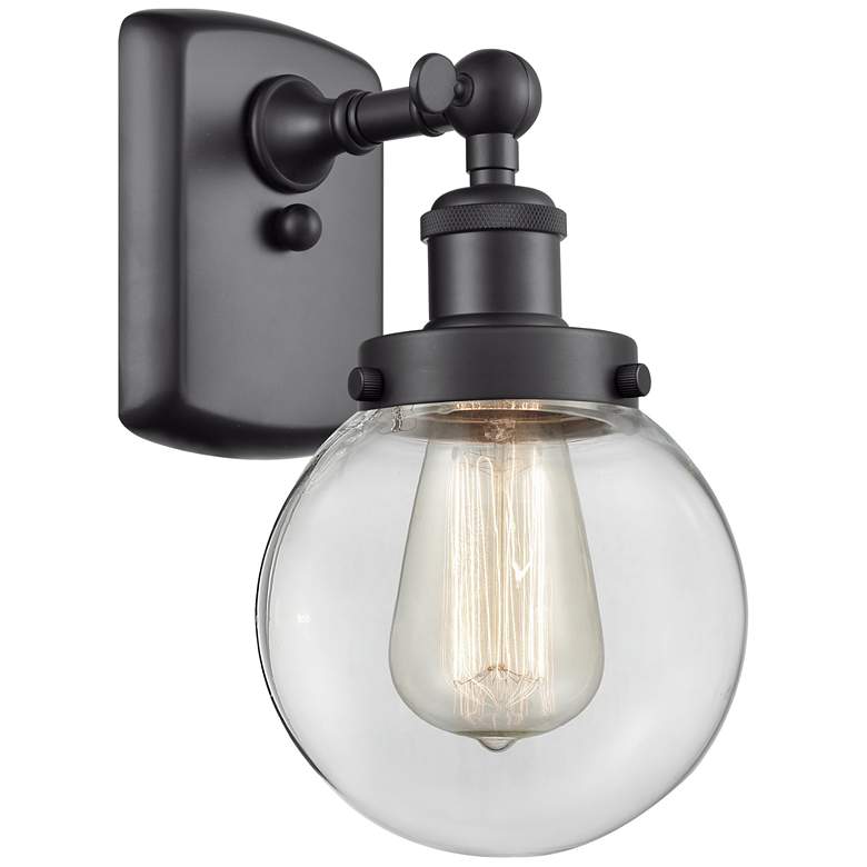 Image 1 Ballston Urban Beacon 6" LED Sconce - Matte Black Finish - Clear Shade
