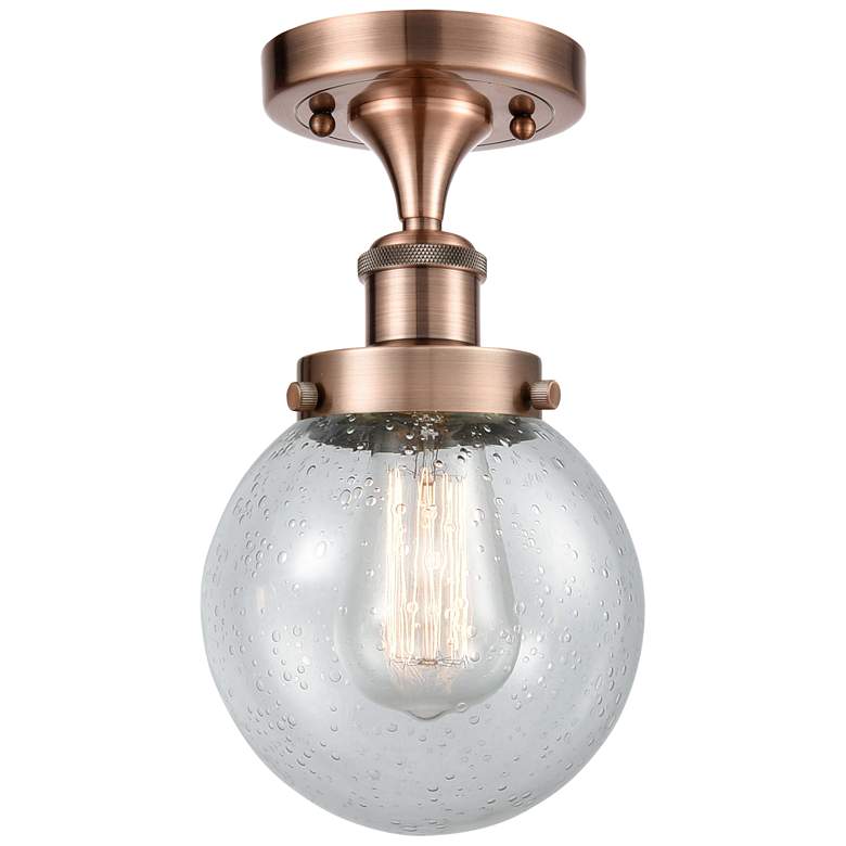 Image 1 Ballston Urban Beacon 6" LED Semi-Flush Mount - Antique Copper - Seed