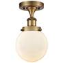 Ballston Urban Beacon  6" LED Semi-Flush Mount - Brass - Matte White
