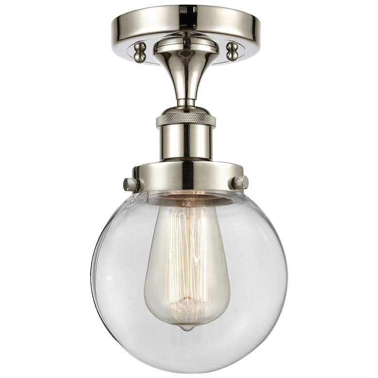 Image 1 Ballston Urban Beacon 6" LED Semi-Flush Mount - Polished Nickel - Cle