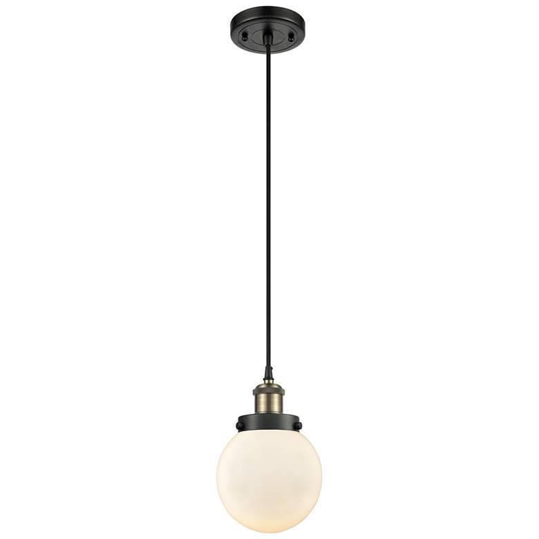 Image 1 Ballston Urban Beacon 6" Mini Pendant - Black Antique Brass - Matte Wh
