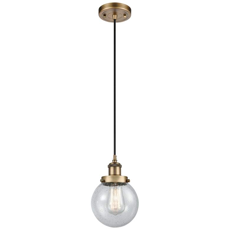 Image 1 Ballston Urban Beacon 6" Mini Pendant - Brushed Brass - Seedy Shade