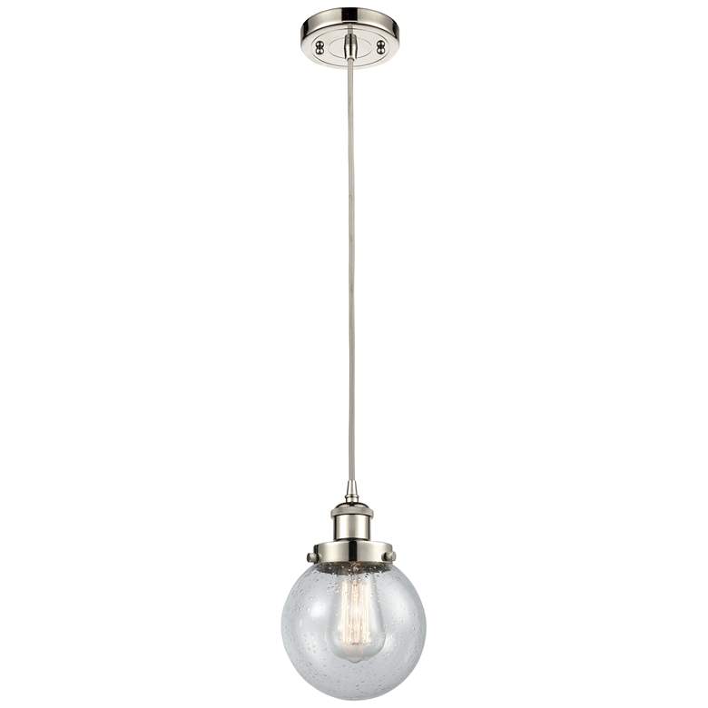 Image 1 Ballston Urban Beacon 6" Mini Pendant - Polished Nickel - Seedy Shade