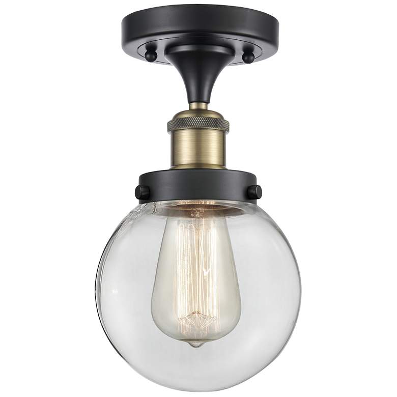 Image 1 Ballston Urban Beacon 6" Semi-Flush Mount - Black Antique Brass - Cle