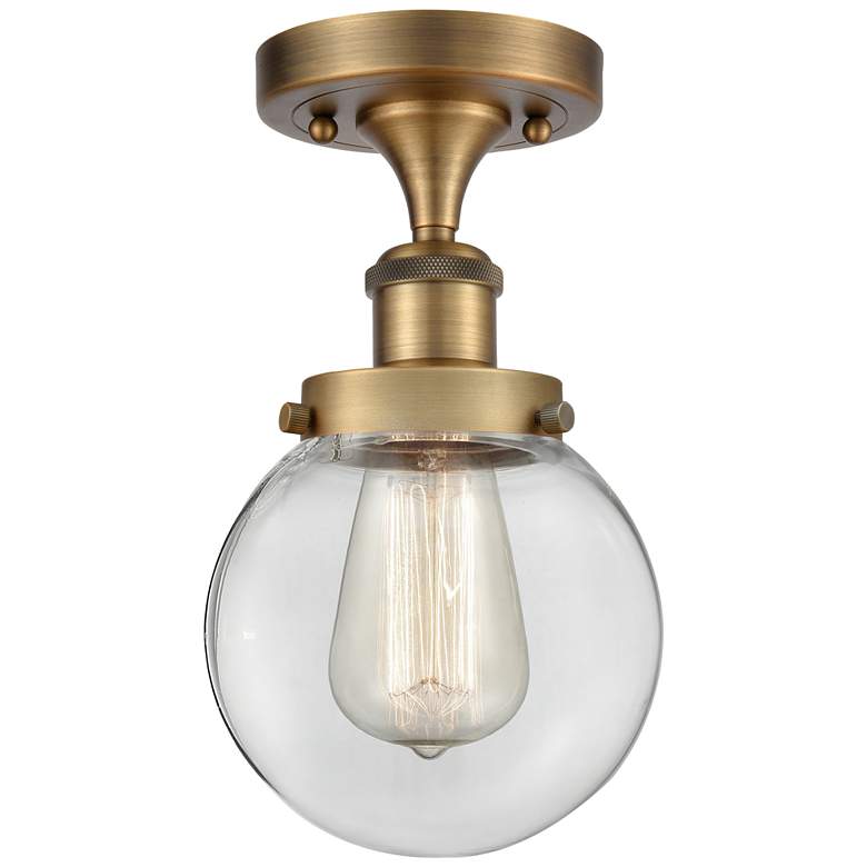 Image 1 Ballston Urban Beacon 6" Semi-Flush Mount - Brushed Brass - Clear Sha